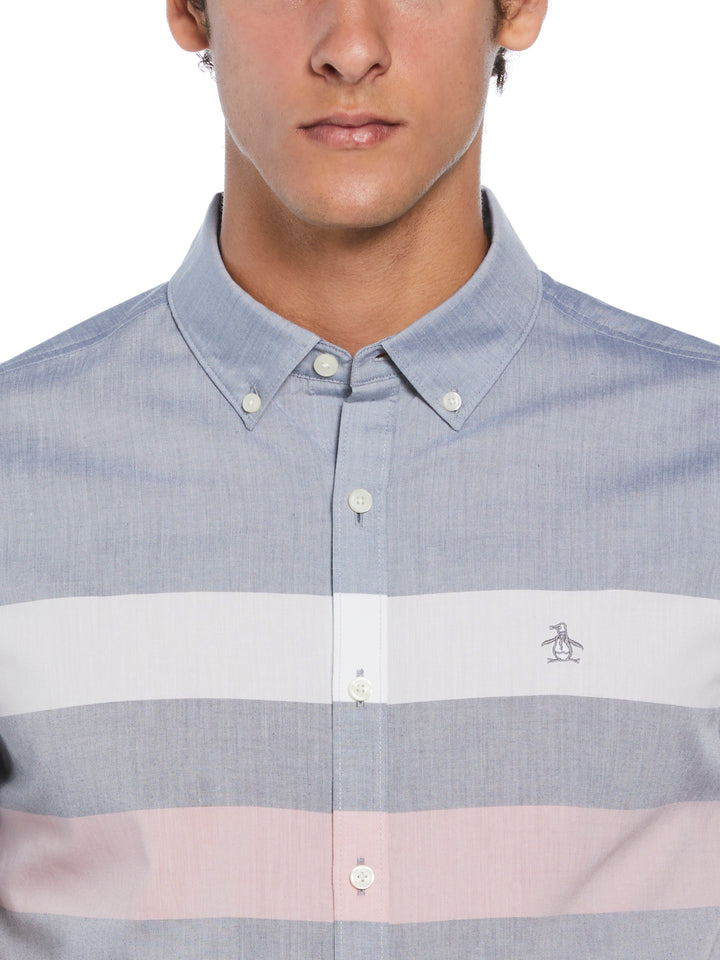Poplin Chest Stripe Shirt  (Dark Sapphire) 