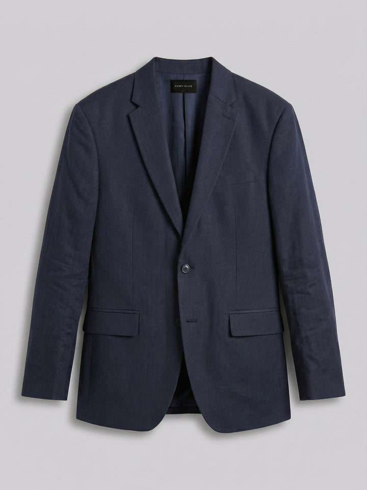 Linen Blend Herringbone Jacket (Dark Sapphire) 