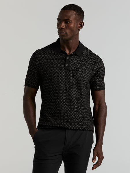 Cotton Jacquard 3 Button Sweater Polo – Perry Ellis
