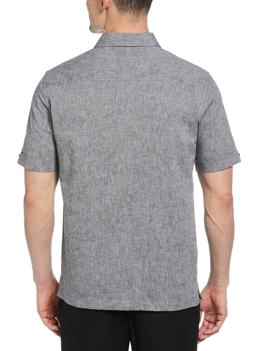 Linen Blend Dobby Panels Shirt (Jet Black) 