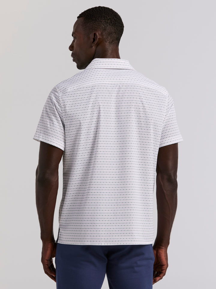 Hexagon Pop Print Camp Collar Shirt (Bright White) 