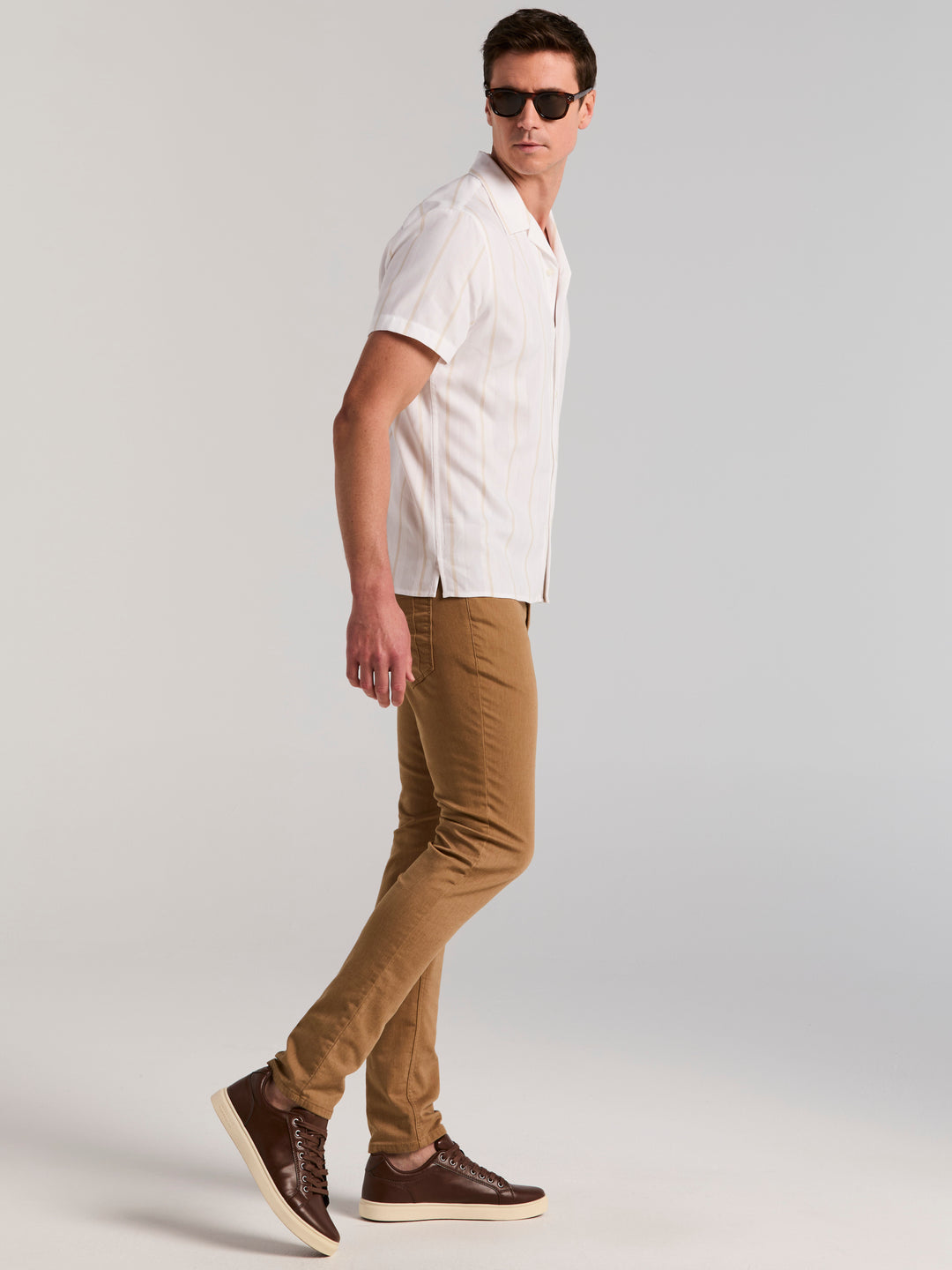 EcoVero™ Striped Camp Collar Shirt (Castle Wall) 