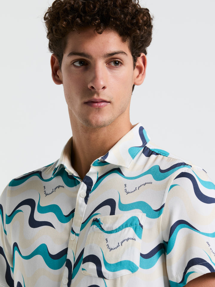 Multiwave All-Over Print Shirt (Bright White) 