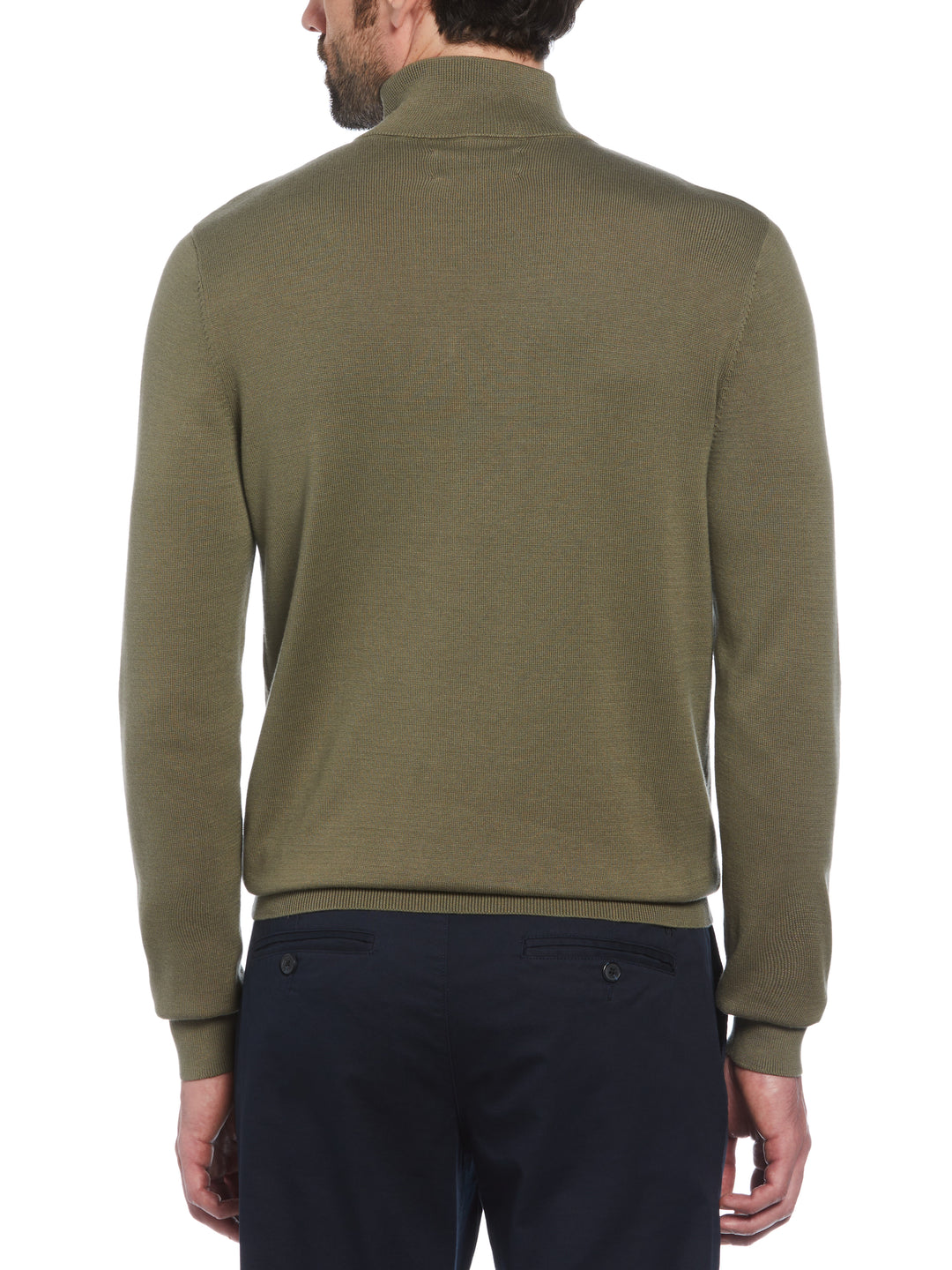 1/4 Zip Cotton Jersey Sweater (Dusty Olive) 