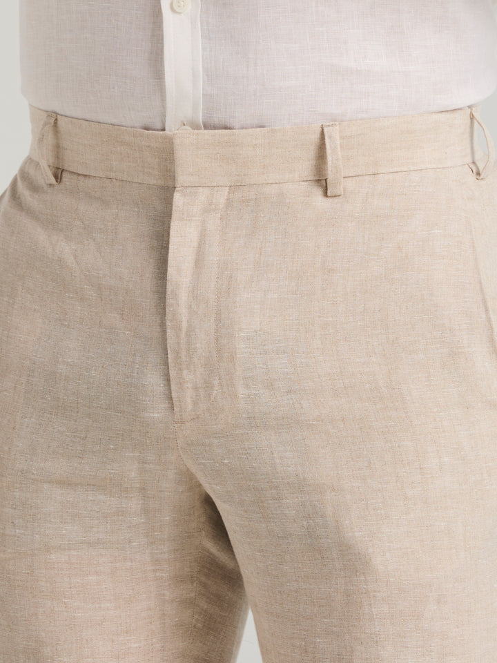 Delave Linen Flat Front Pant (Natural Linen) 