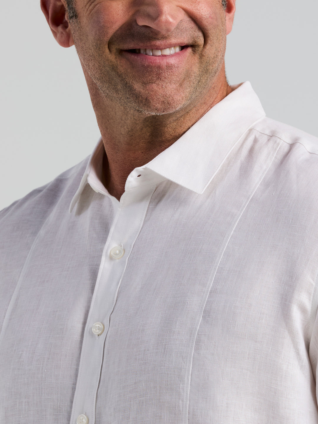 Big & Tall Solid Linen Sport Shirt (Bright White) 