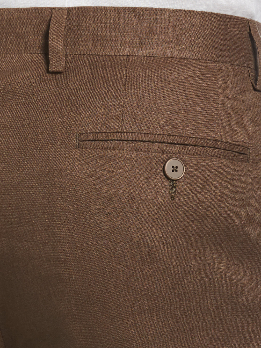 100% Linen Solid Flat Front Pant (Cappuccino) 
