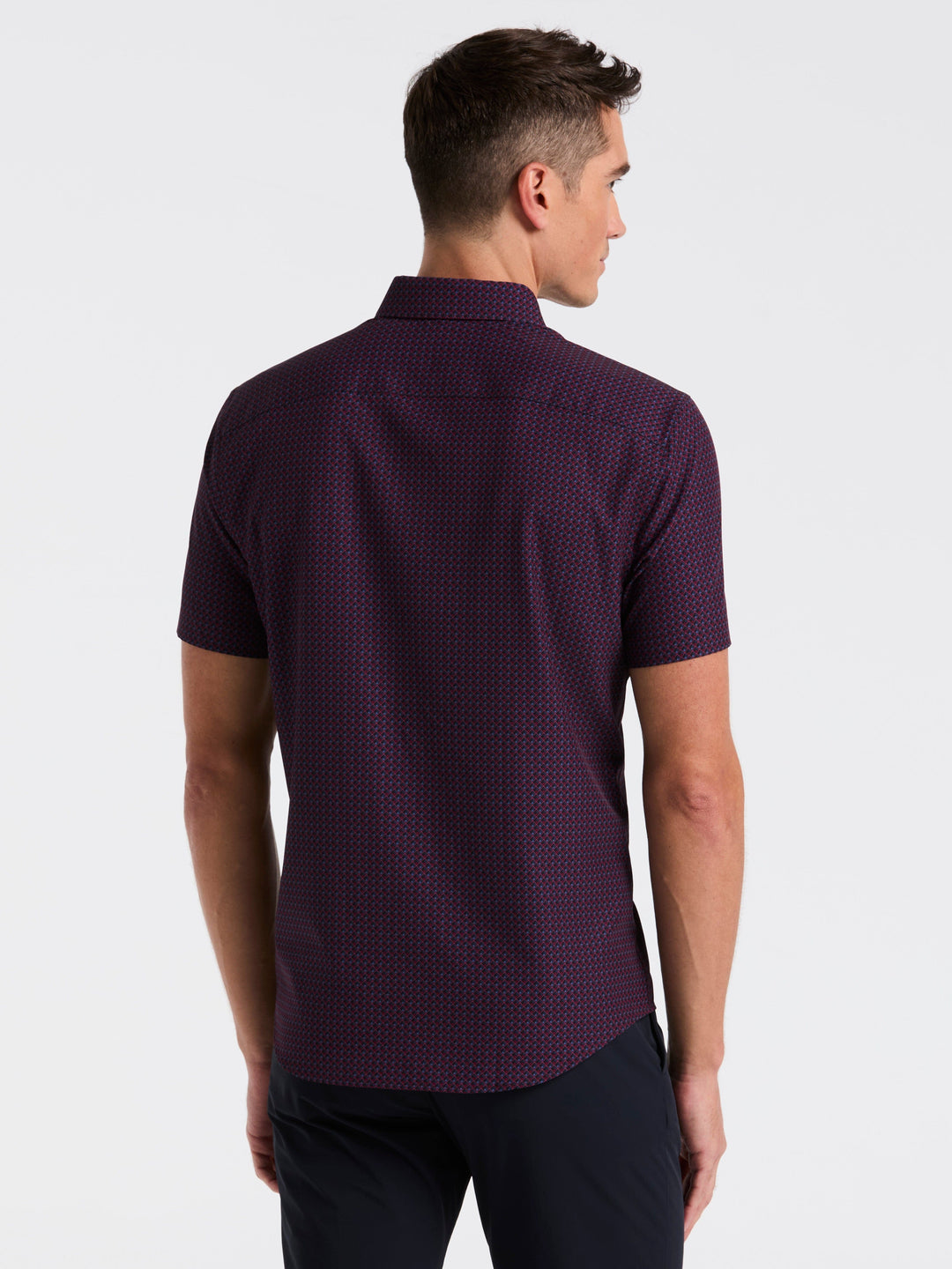 Slim Fit Cube Geometric Print Shirt (Dark Sapphire) 