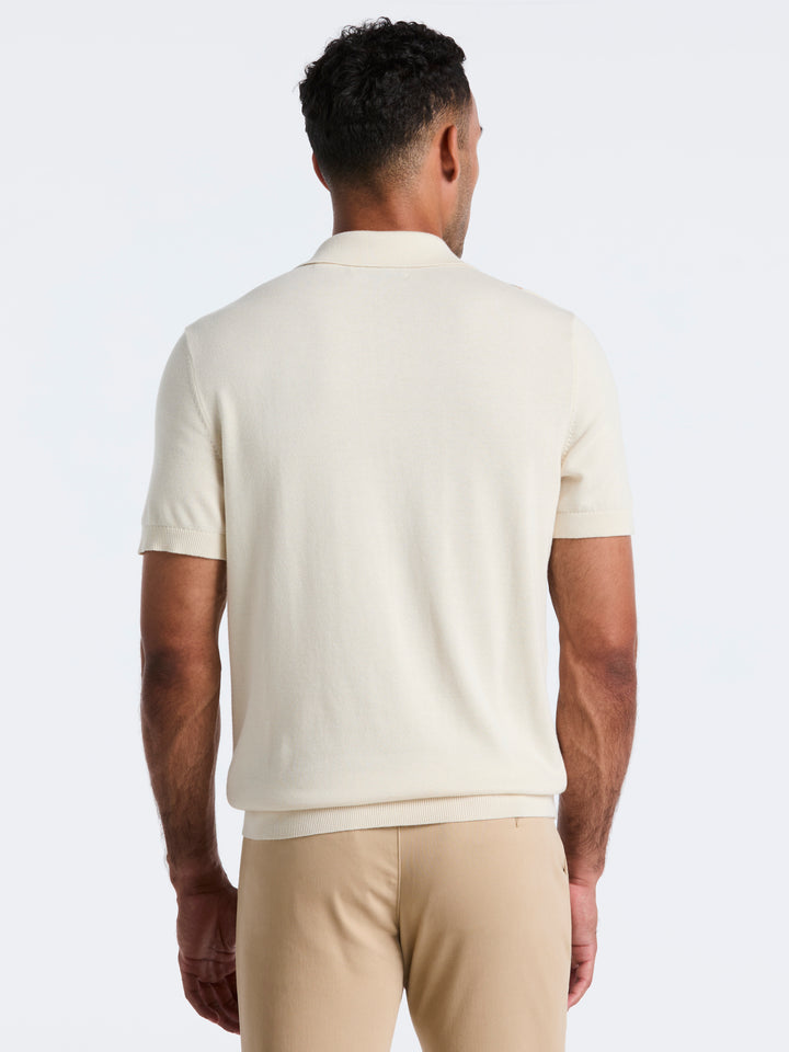Cotton Vertical Stripe Sweater Polo (Birch) 