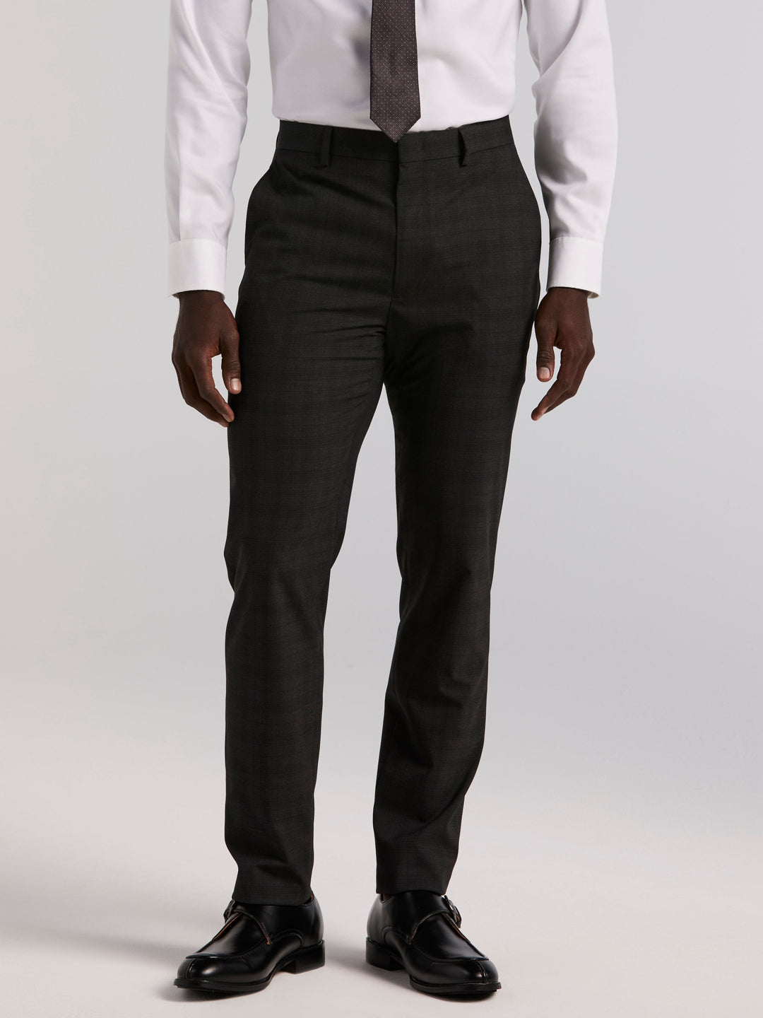 Skinny Fit Charcoal Plaid Suit Pant (Charcoal) 