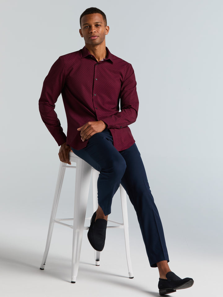 Slim Fit Geo Print Short Sleeve Shirt (Zinfandel) 