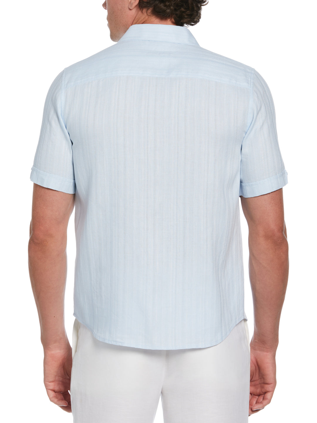 Linen Blend Dobby Stripe Print Shirt (Nantucket Breeze) 