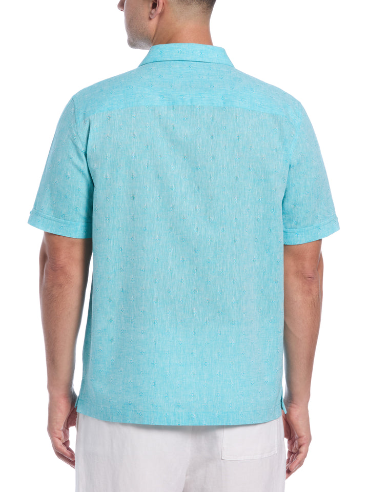 Linen Blend Diamond Dobby Print Shirt (Ceramic) 