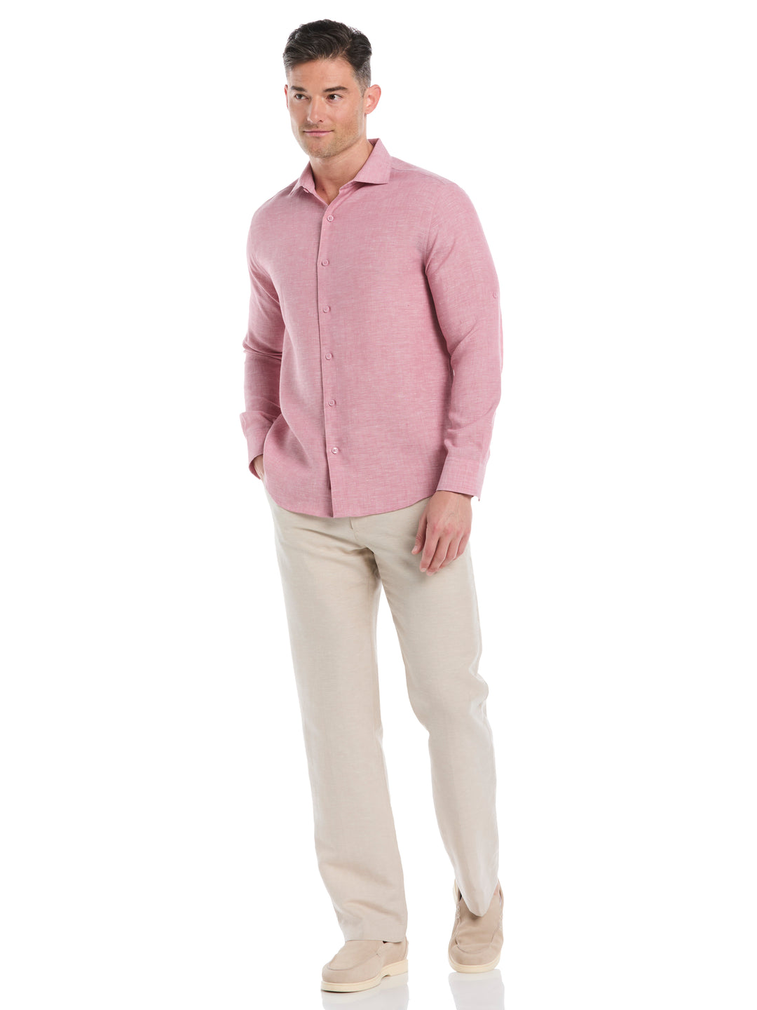 Linen Blend Wrinkle-Resistant Shirt (Mauvewood) 