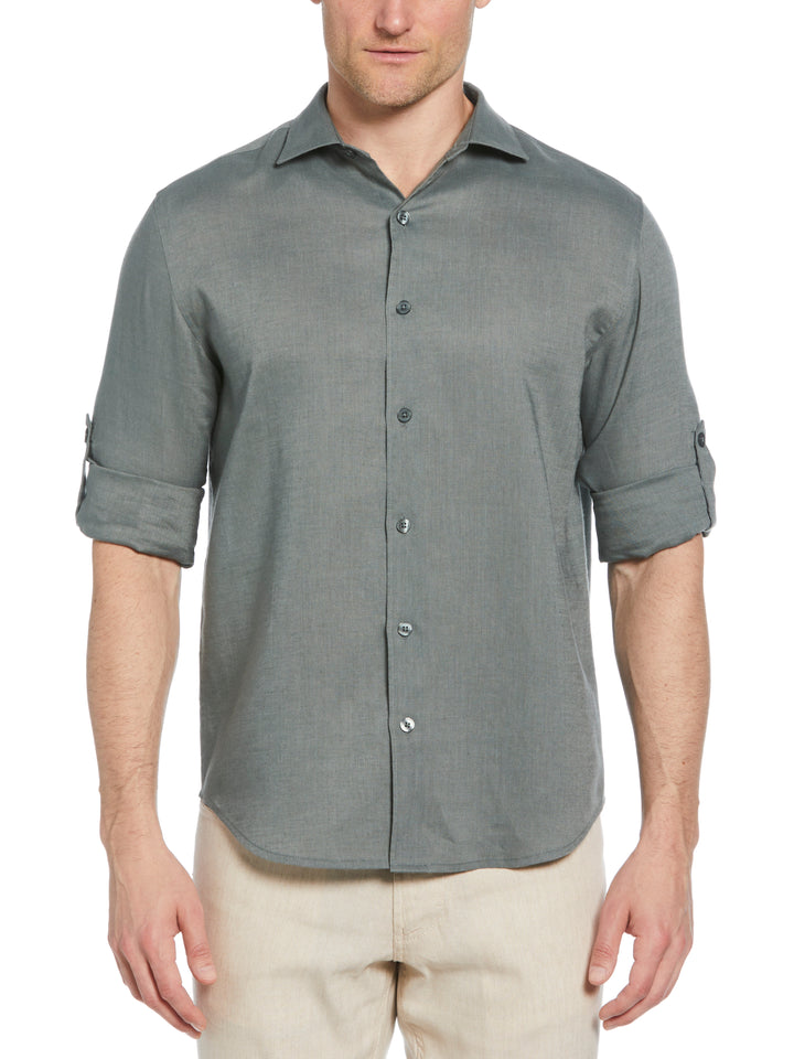 Linen Blend Wrinkle-Resistant Shirt (Balsam Green) 