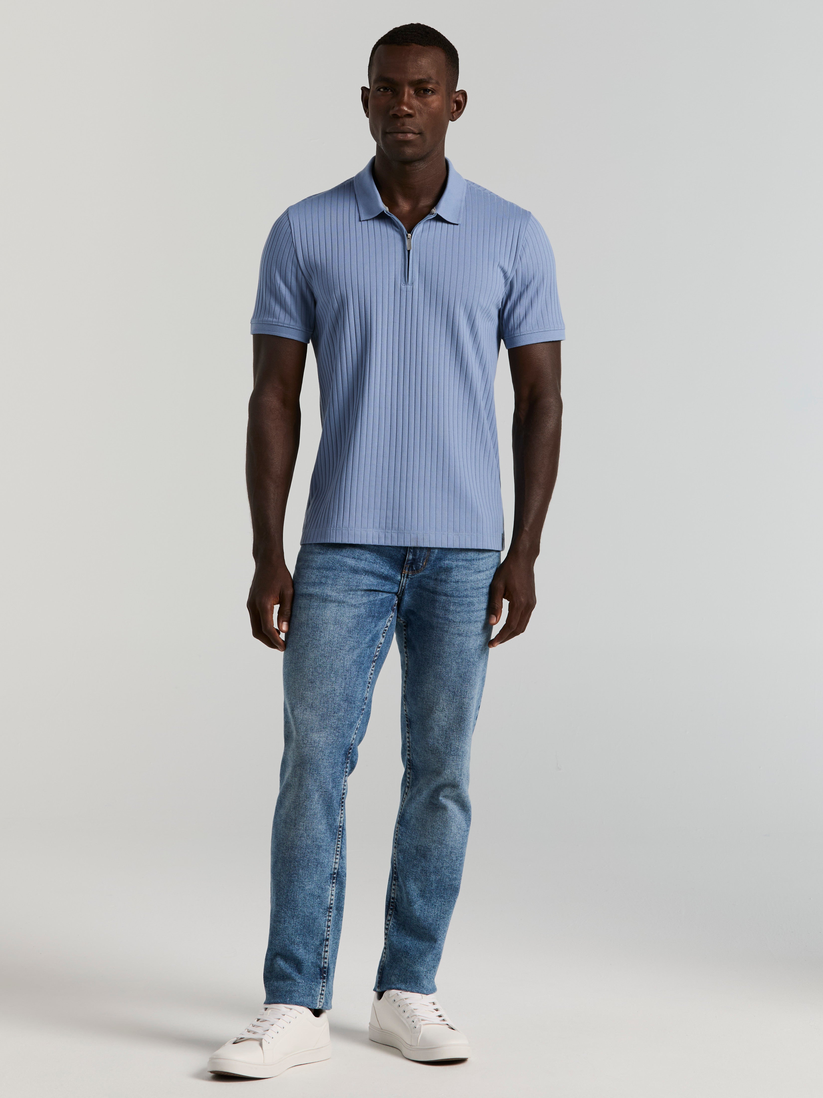 Quarter Zip Ribbed Polo – Perry Ellis