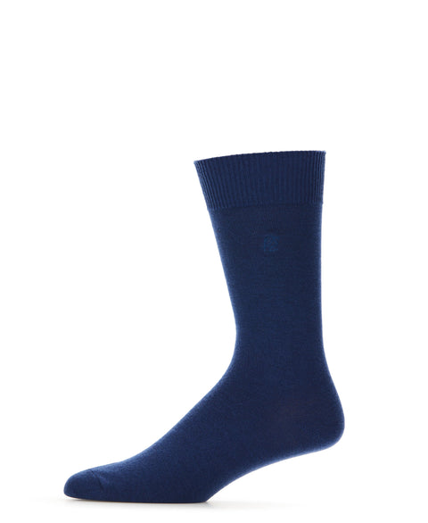 Merino Wool Blend Flat Knit Logo Socks (Blue) 