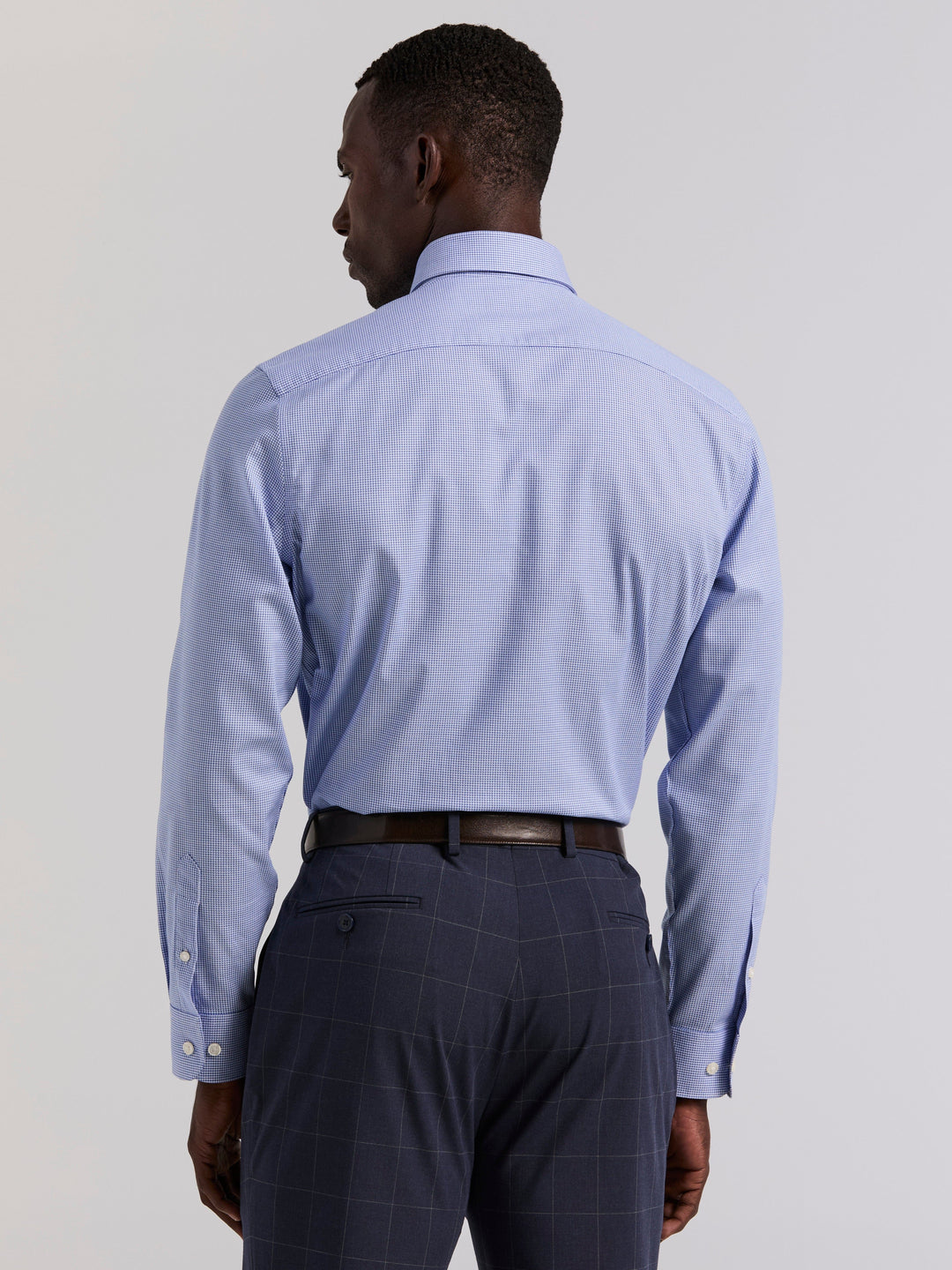 Houndstooth Dobby Long Sleeve Dress Shirt (Galaxy Blue) 