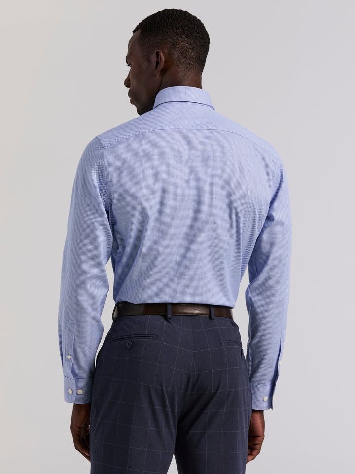 Houndstooth Dobby Long Sleeve Dress Shirt (Galaxy Blue) 