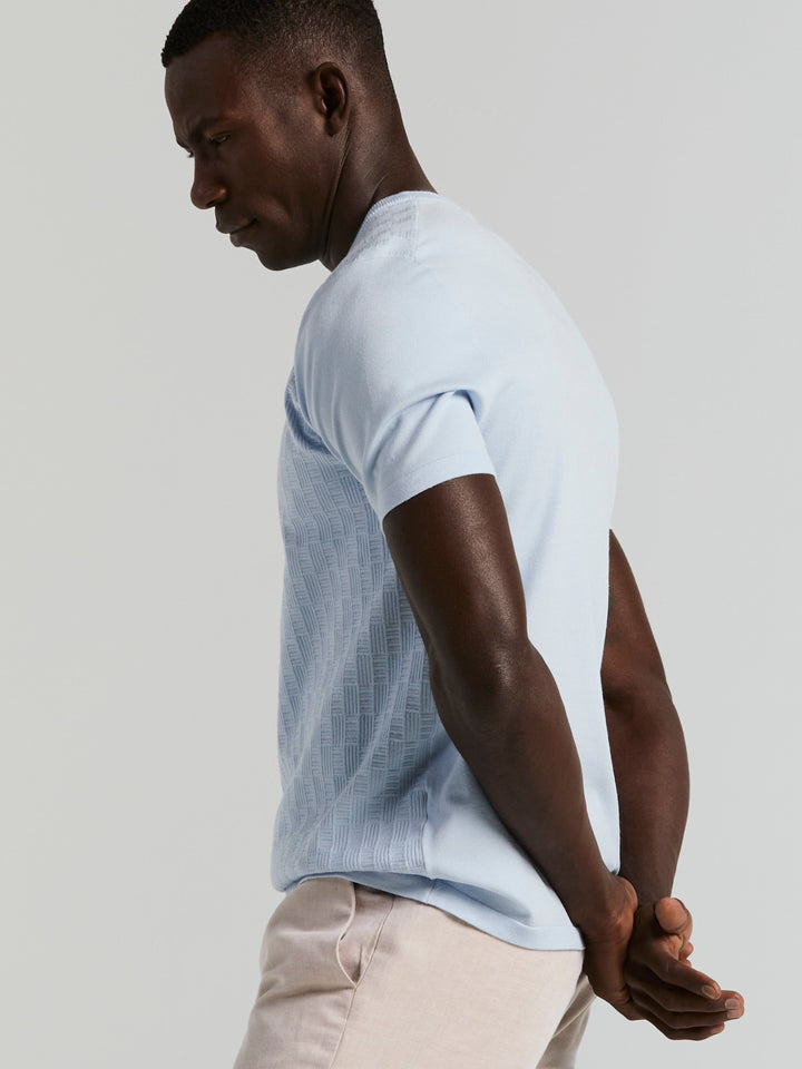 Short Sleeve Geo Texture Crew Sweater (Kentucky Blue) 