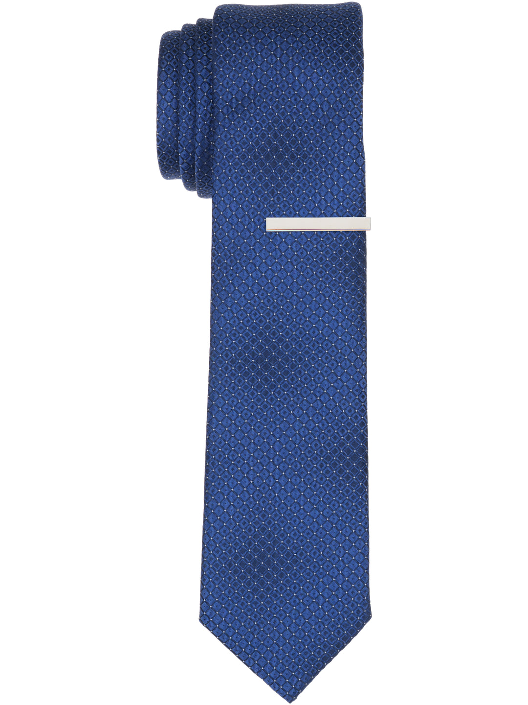 Solid Plain weave Slim Necktie (Navy) 