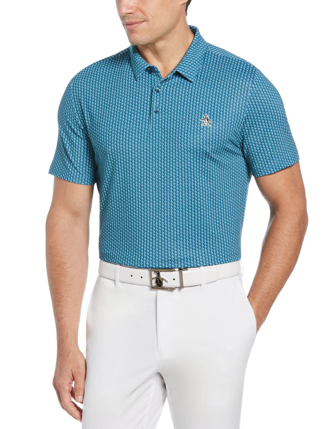Allover Pete Print Short Sleeve Golf Polo Shirt (Corsair) 