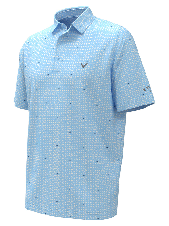 Boys Doggy Print Polo (Arctic  Paradise) 