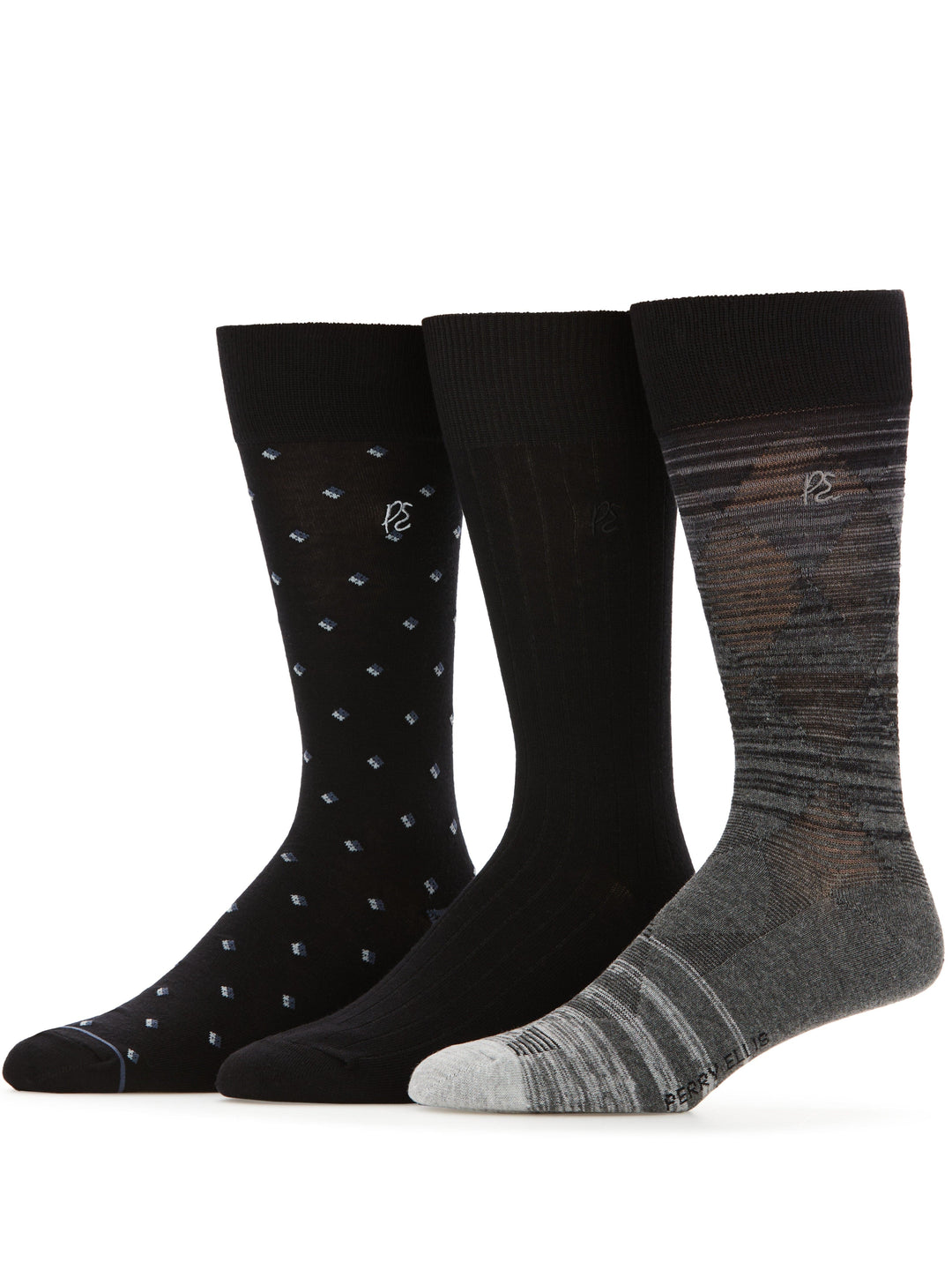 3-Pack Bamboo Blend Diamond/Texture Socks (Dk Bnd Ast) 