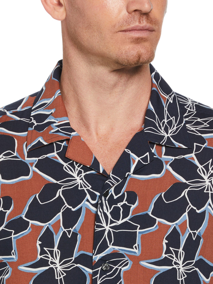 EcoVero™ Soft Floral Print Shirt (Dark Denim) 