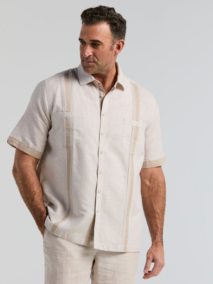 Big & Tall Linen Blend Guayabera Shirt  Perry Ellis