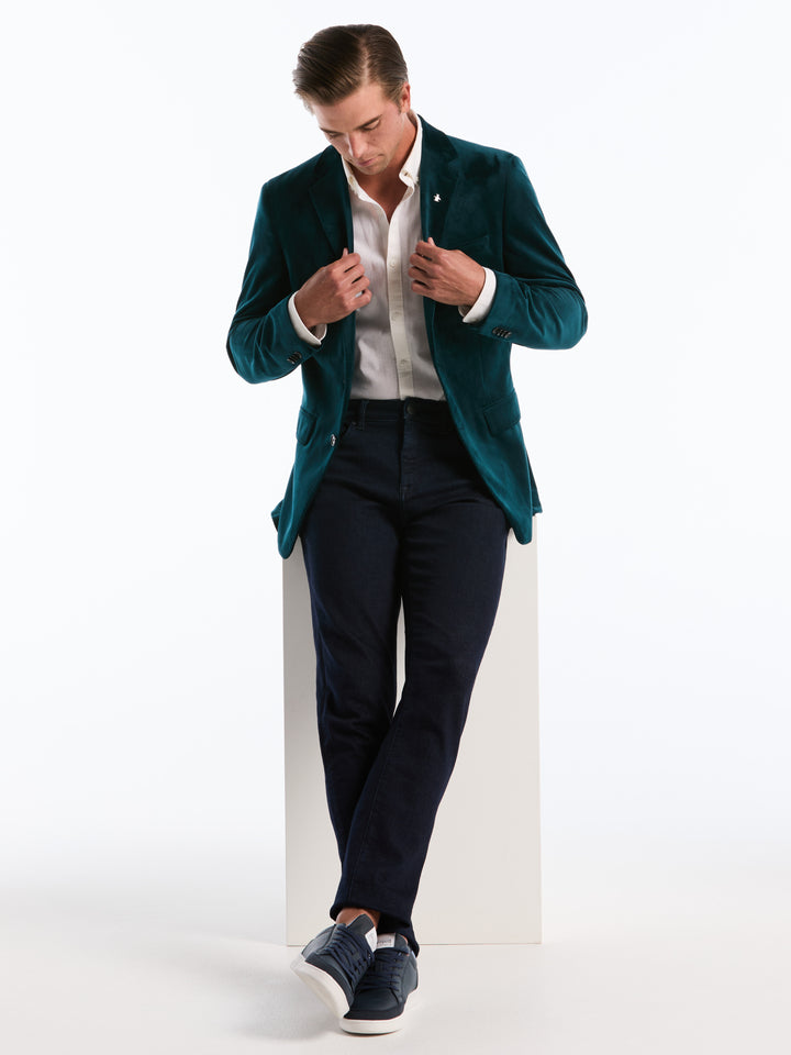 Slim Velvet Dinner Suit Jacket (Reflecting Pond) 
