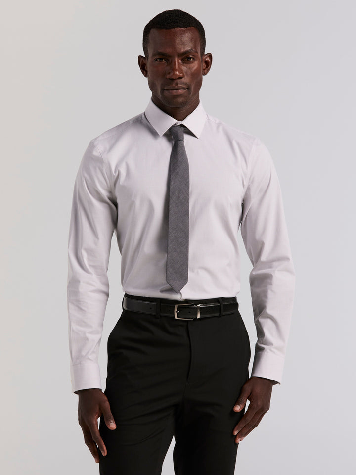 Slim Fit Mini Stripe Dress Shirt (Aluminum) 