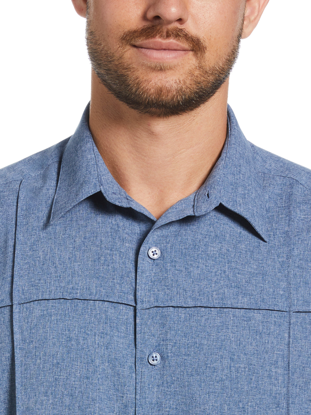Two-Tone Cross Tuck Chambray Shirt (Estate Blue) 