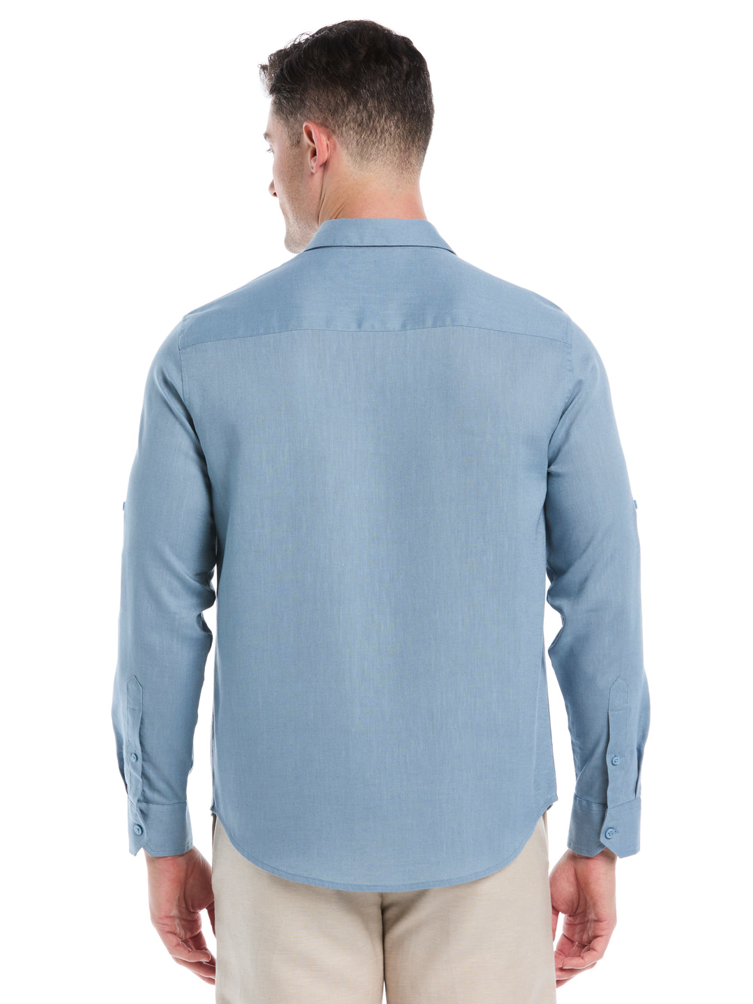 Linen Blend Wrinkle-Resistant Shirt (Windward Blue) 