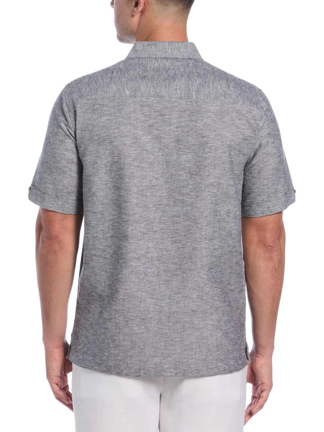Linen Blend Tuck Panel Shirt (Jet Black) 