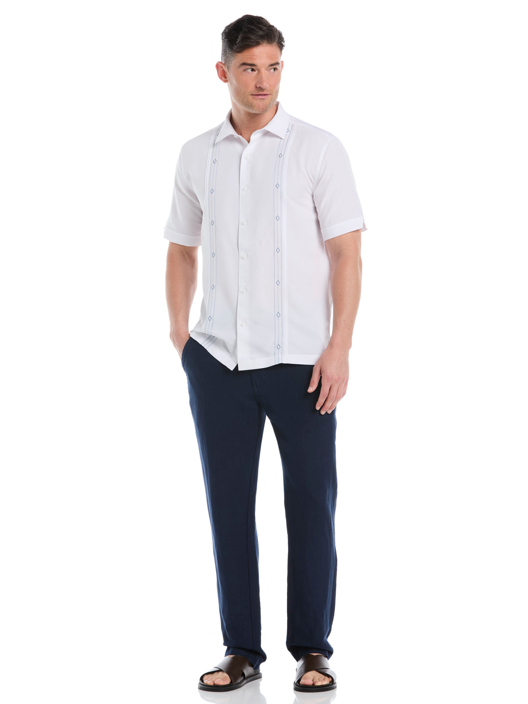 Embroidered Panel Shirt (Brilliant White) 