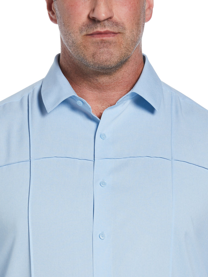 Big & Tall Two-Tone Cross Tuck Chambray Shirt (Cerulean) 