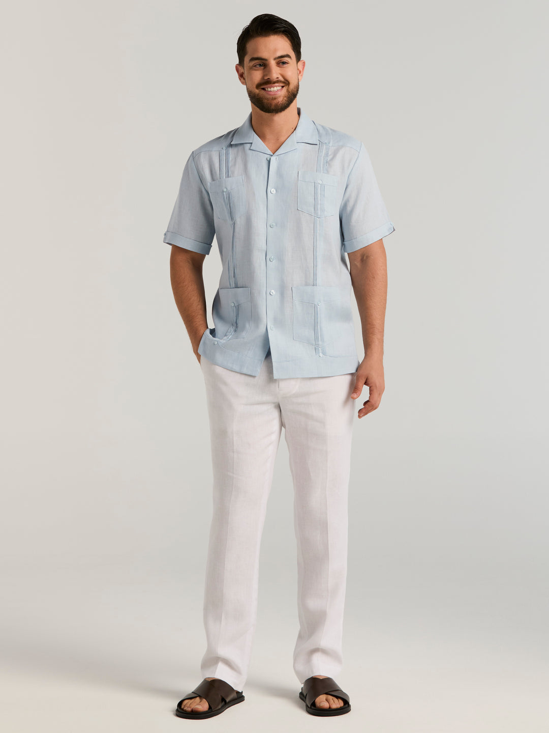 Delave Linen Flat Front Pant (Brilliant White) 