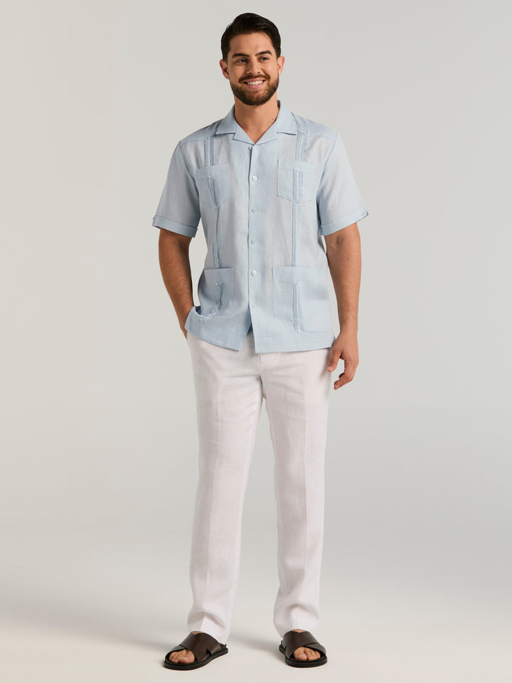 Delave Linen Flat Front Pant (Brilliant White) 