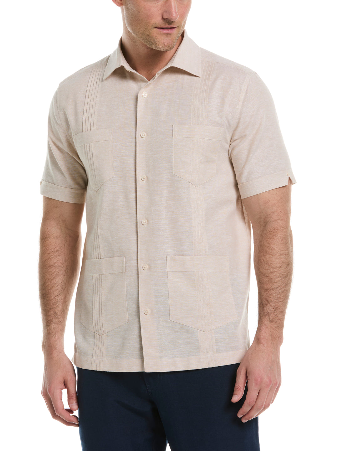 guayabera dress shirts Linen Blend 4-Pocket Guayabera Shirt – Perry Ellis