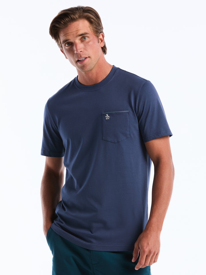 Chambray Tipped Fashion Tee (Sargasso Sea) 