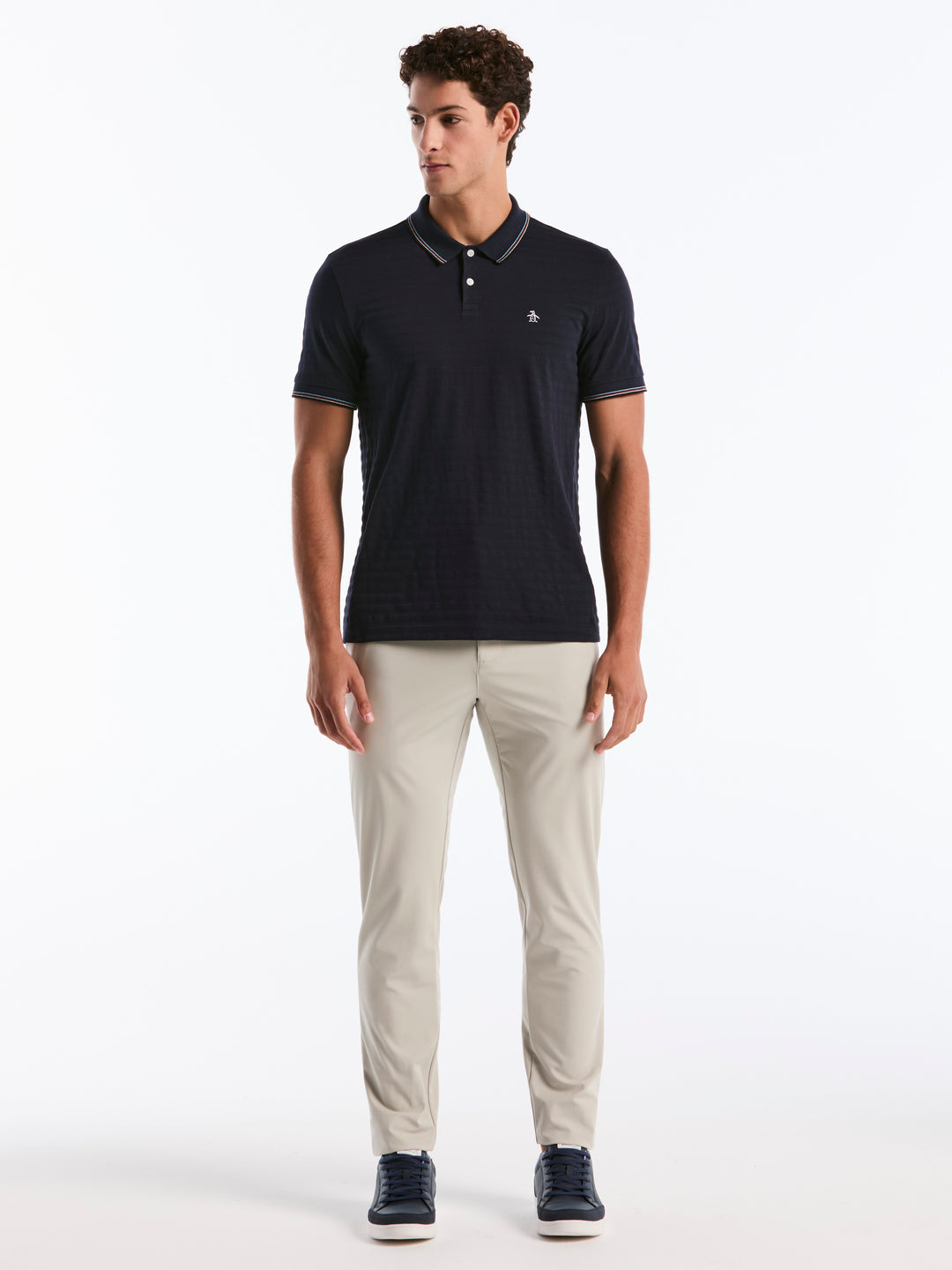 Solid Striped Polo Shirt (Dark Sapphire) 