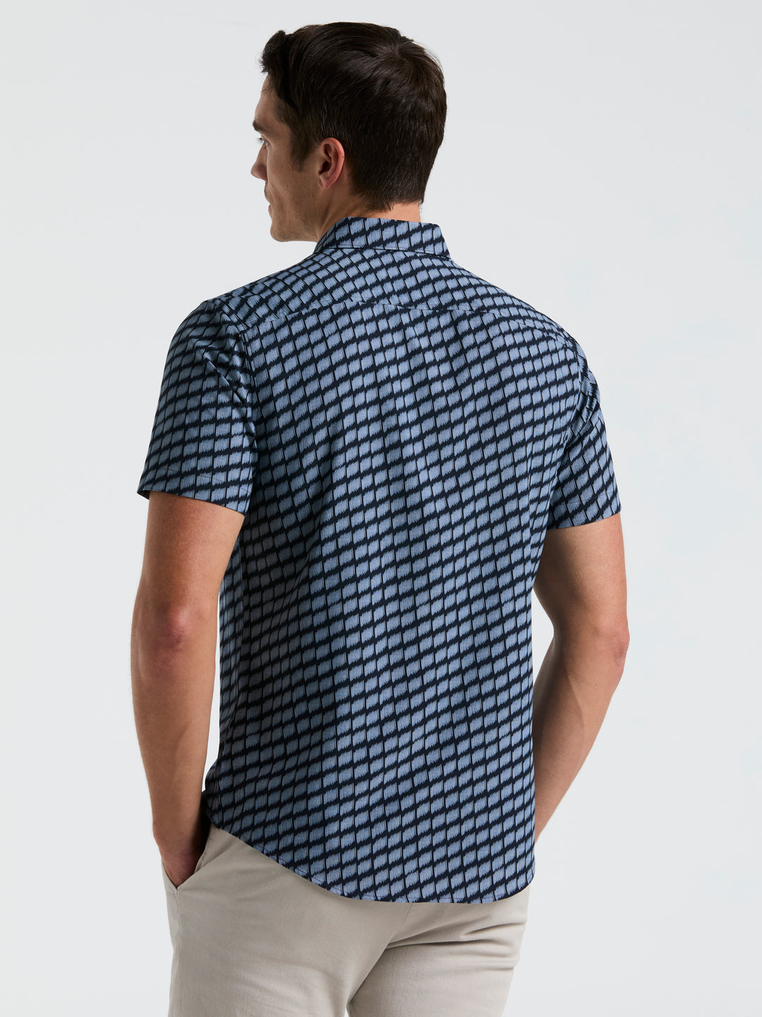 Hash Mark Print Slim Fit Shirt (Dark Sapphire) 