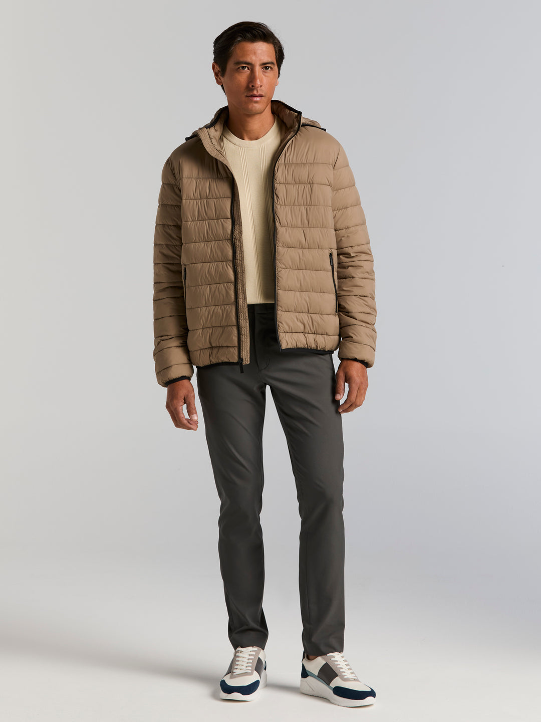 Lightweight Hooded Puffer Jacket (Desert Taupe) 