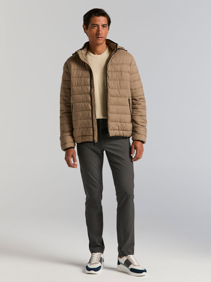 Lightweight Hooded Puffer Jacket (Desert Taupe) 