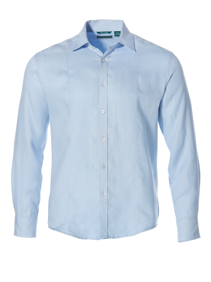 Big & Tall Solid Linen Sport Shirt (Dress Blues) 