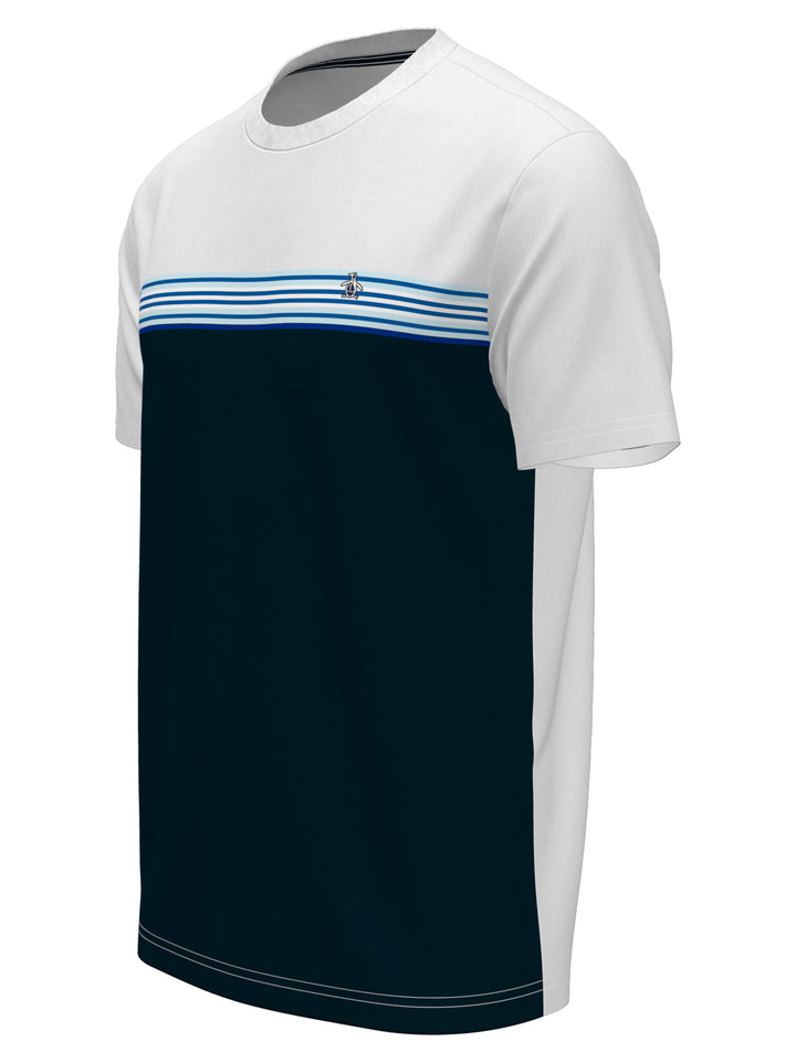 Color Block Chest Tape Fashion Tee (Bright White) 