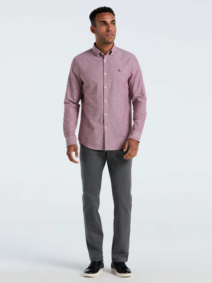 Oxford Long Sleeve Button-Down Shirt (Cabernet) 