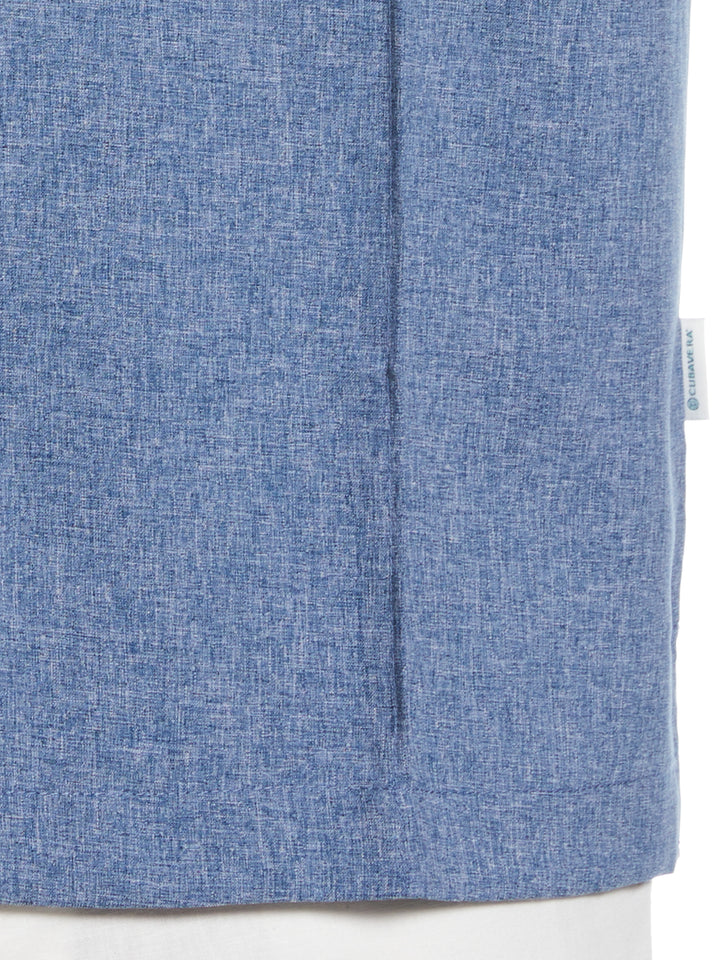 Two-Tone Cross Tuck Chambray Shirt (Estate Blue) 