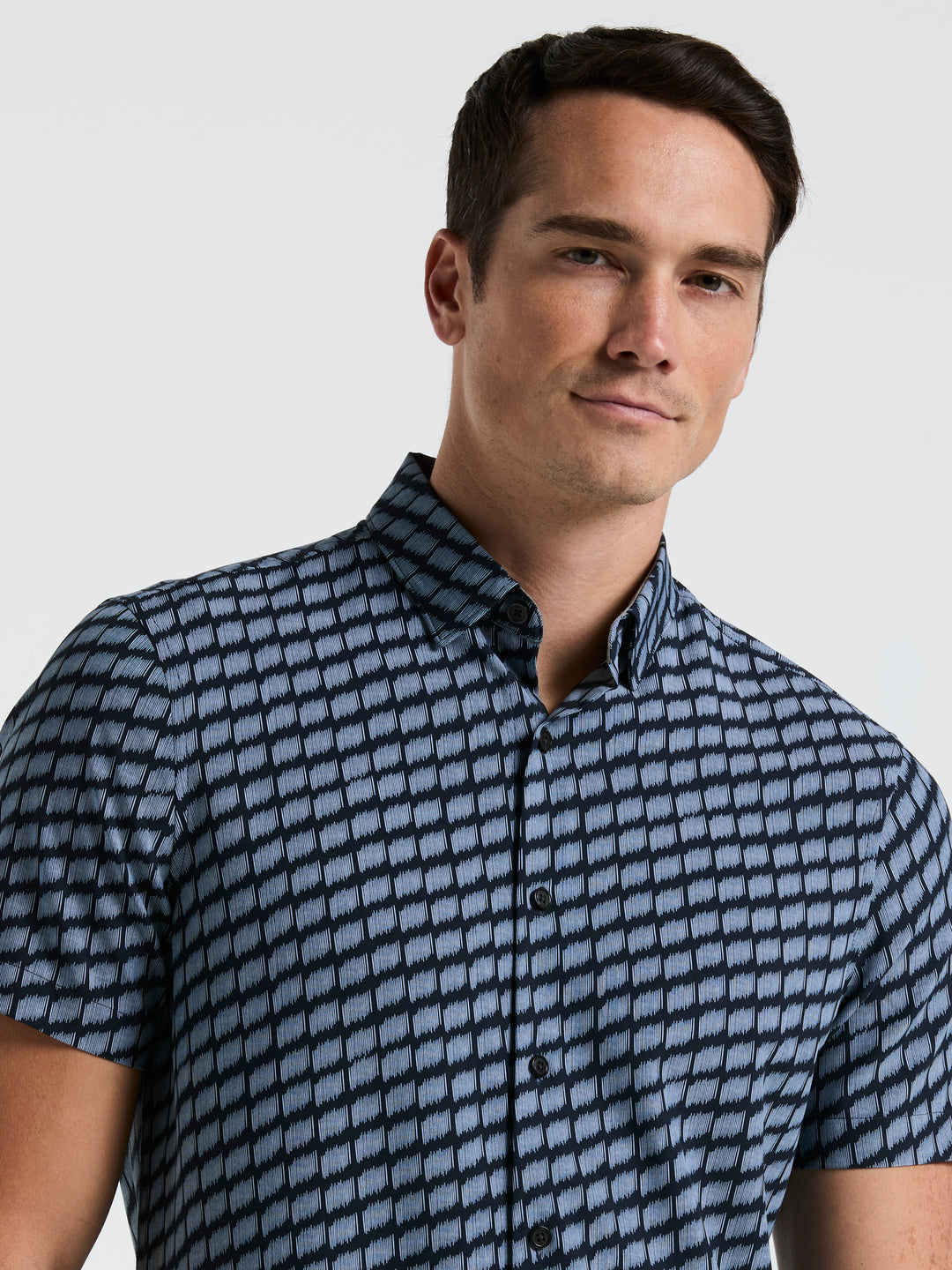 Hash Mark Print Slim Fit Shirt (Dark Sapphire) 